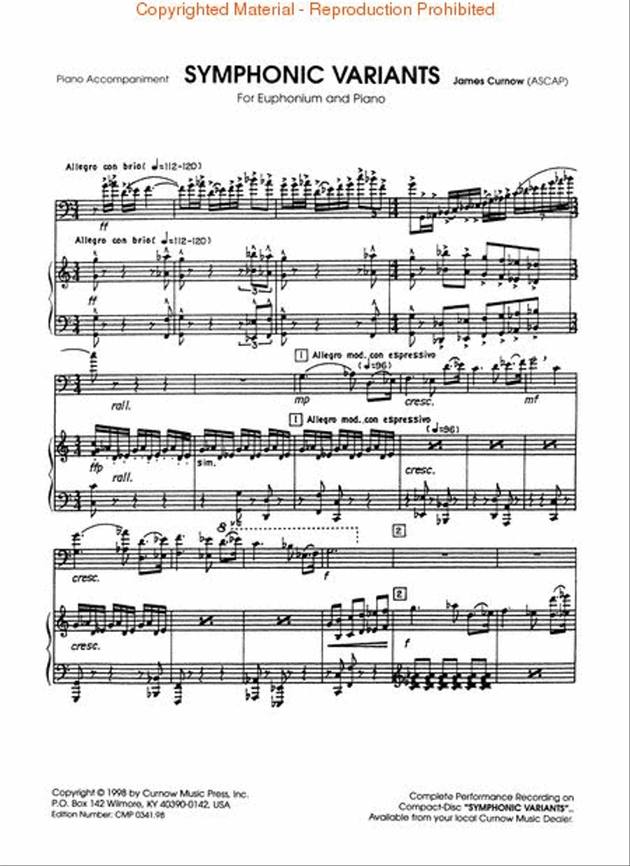 買得 Variants Symphonic for Euphonium - Curnow James by Euphonium アート・デザイン・音楽
