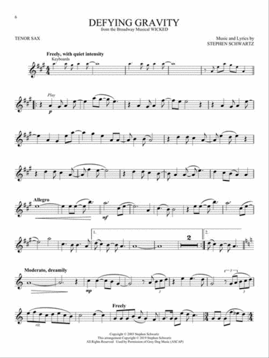 Contemporary Broadway Tenor Saxophone scores gallery preview page 5