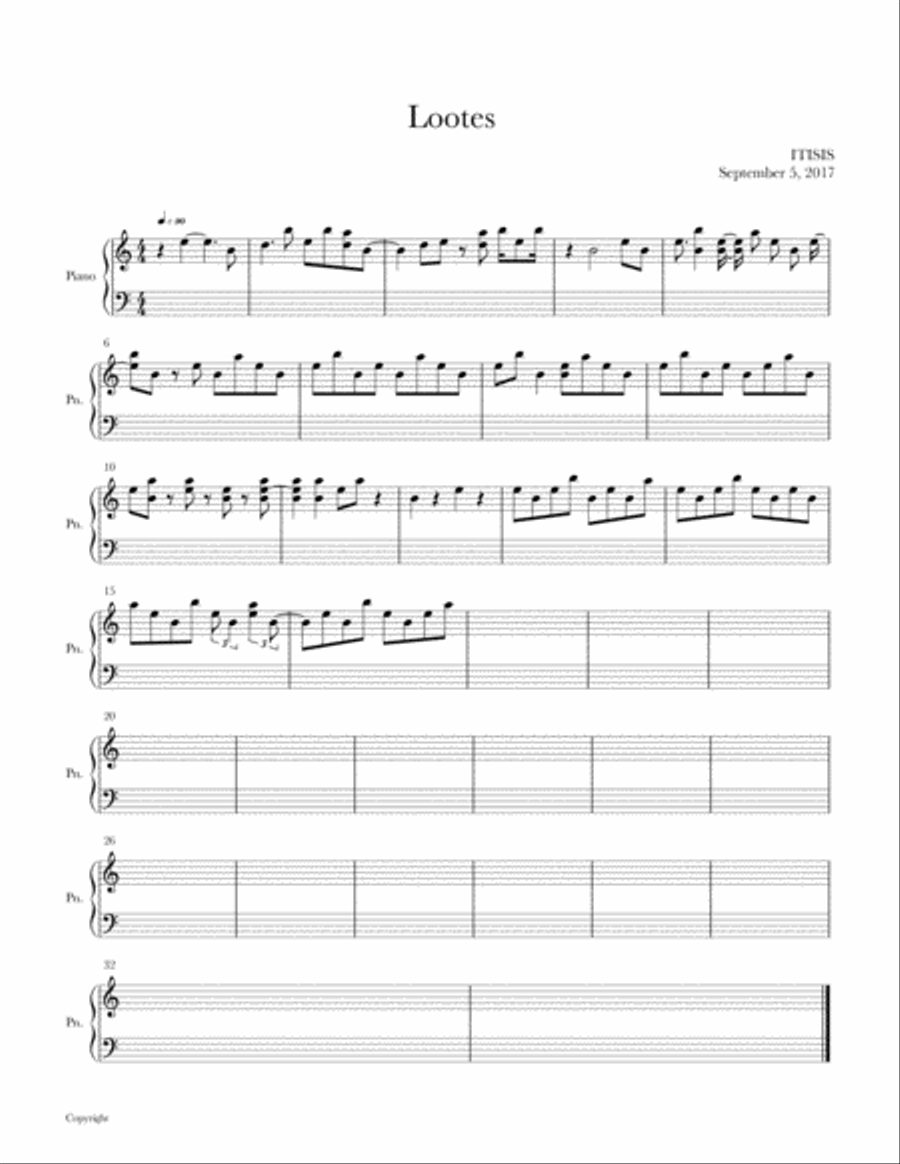 Lootes Lootes Piano, Vocal, Guitar scores gallery preview page 1