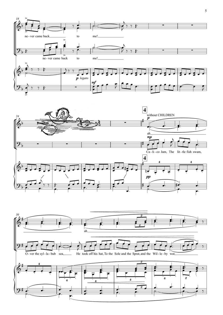 Mr Lear - an entertainment for Choir and Brass Quintet or Piano 4-Part scores gallery preview page 5