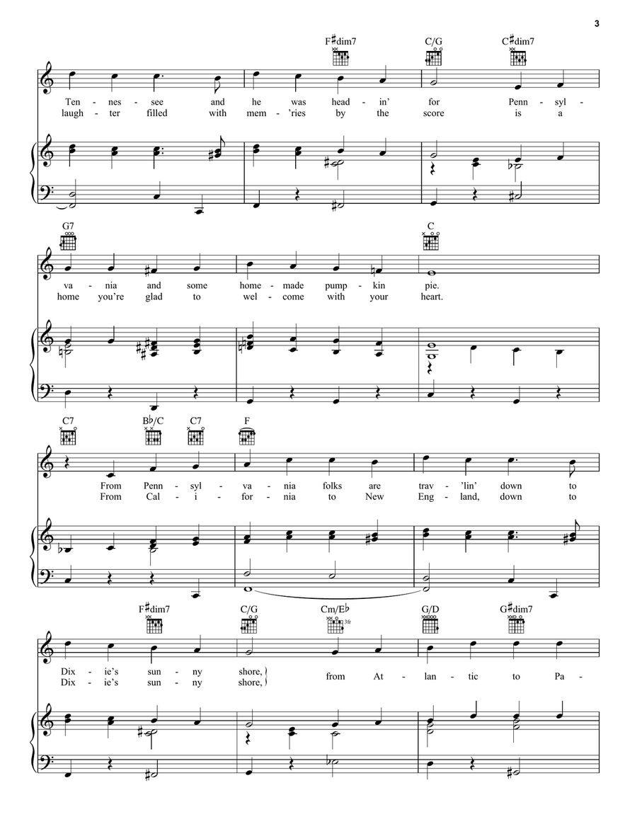 (There's No Place Like) Home For The Holidays Piano, Vocal, Guitar scores gallery preview page 3