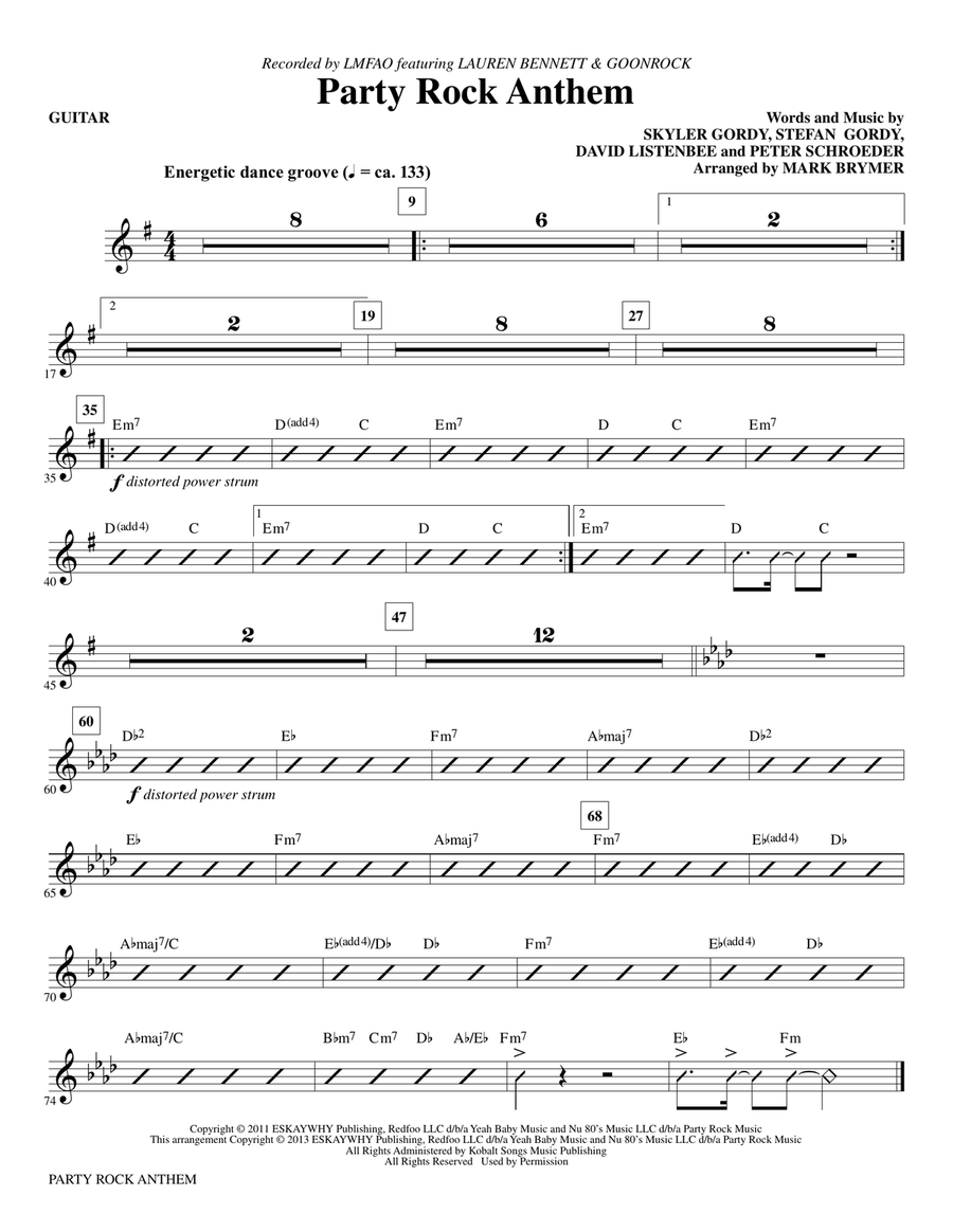 Party Rock Anthem - Guitar Choir scores gallery preview page 1