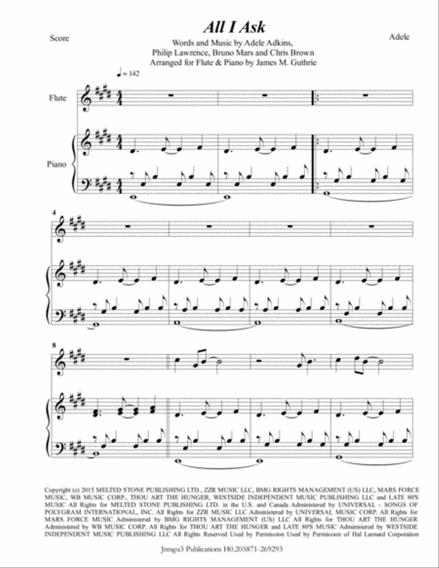 All I Ask Flute Solo scores gallery preview page 1
