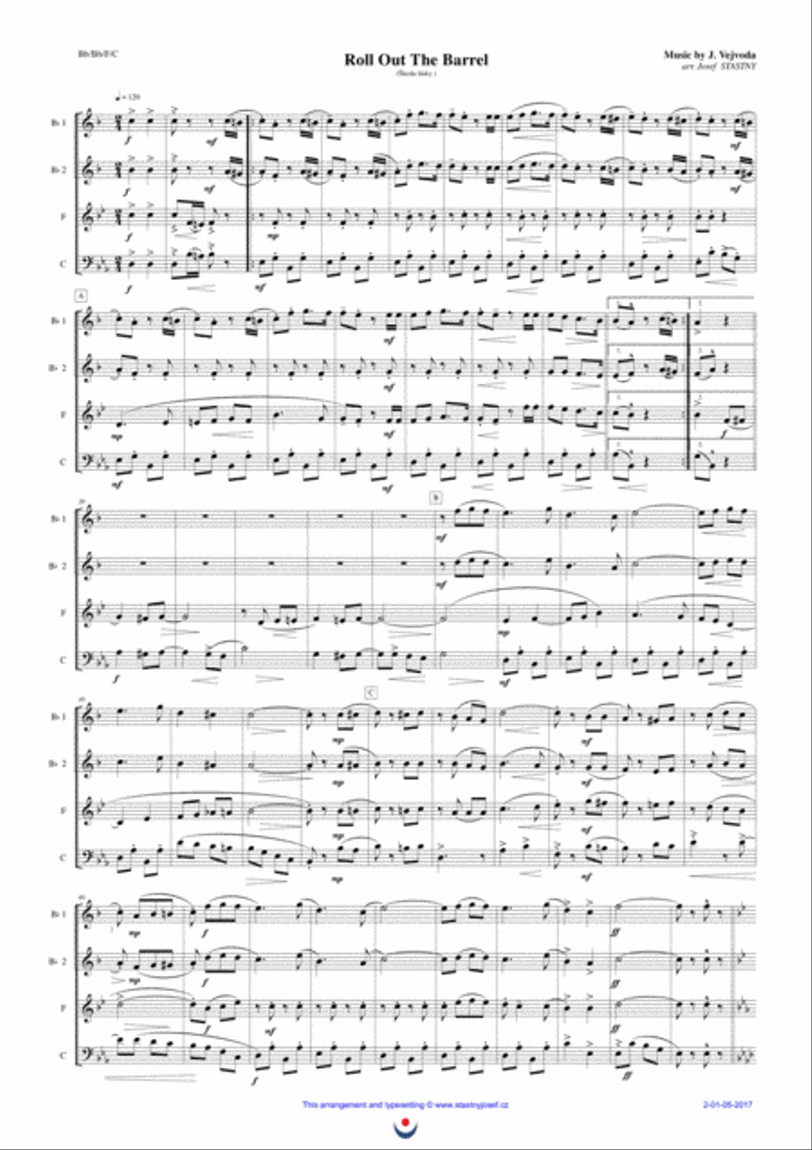 Roll Out The Barrel Brass Ensemble scores gallery preview page 1