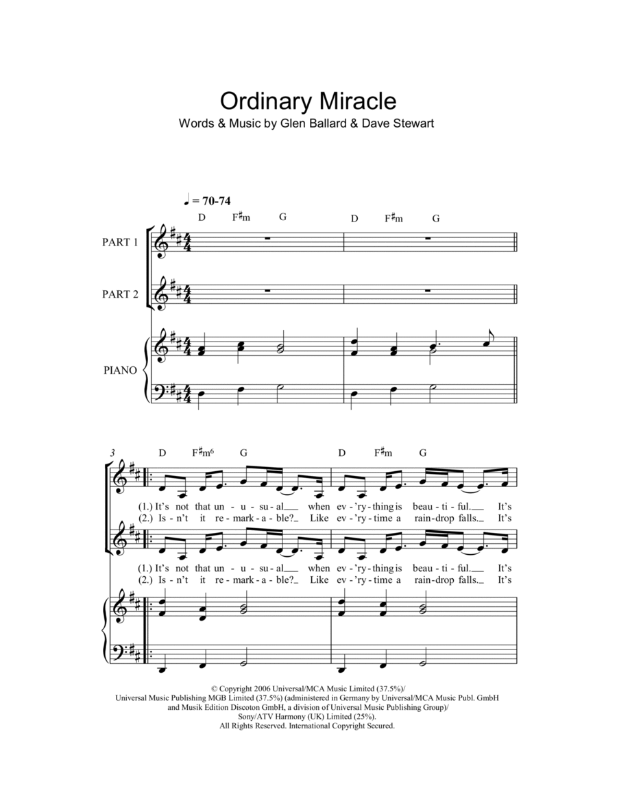 Ordinary Miracle (arr. Rick Hein)