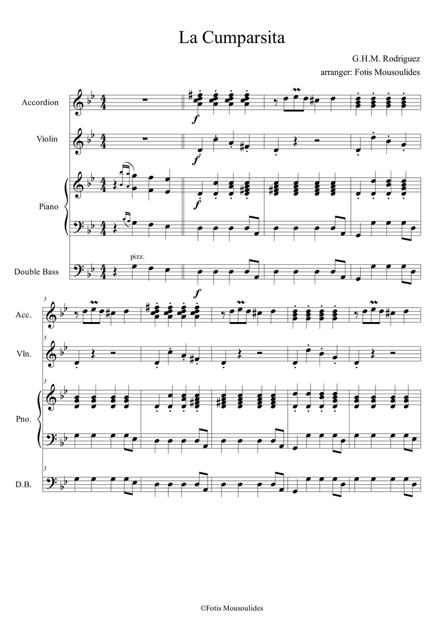 La cumparsita La cumparsita Small Ensemble scores gallery preview page 1