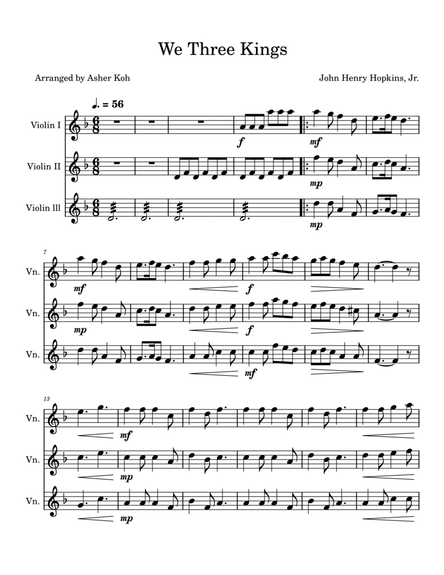 We Three Kings We Three Kings String Trio scores gallery preview page 1