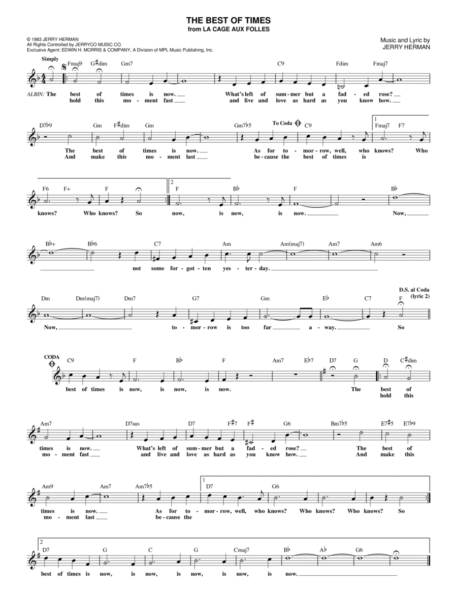 The Best Of Times Piano scores gallery preview page 1