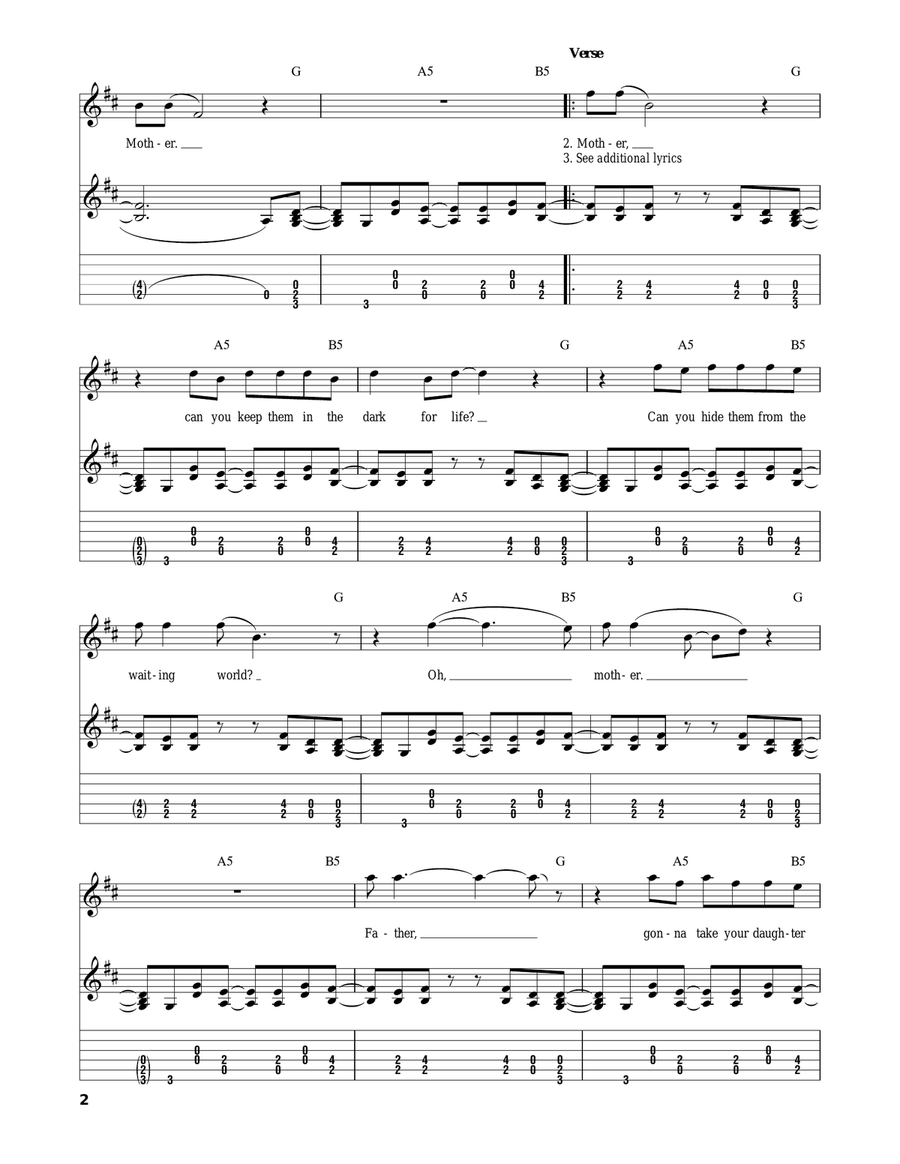 Mother Acoustic Guitar scores gallery preview page 2