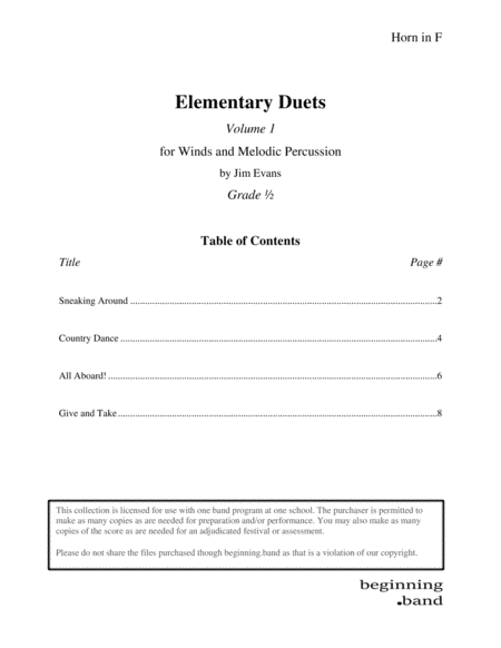 Elementary Duets, Volume 1, for Horn in F image number null