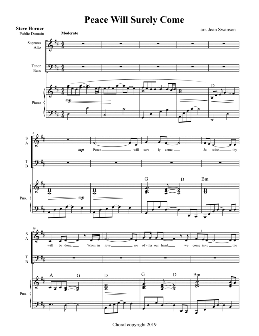 Peace will Surely Come SATB Divisi scores gallery preview page 1