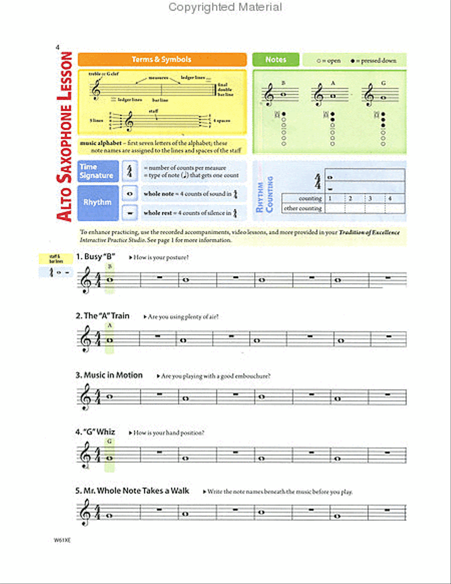 Tradition of Excellence Book 1 - Eb Alto Saxophone Concert Band Methods scores gallery preview page 5
