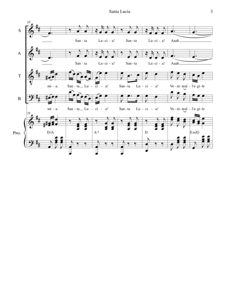 Santa Lucia (for SATB) image number null