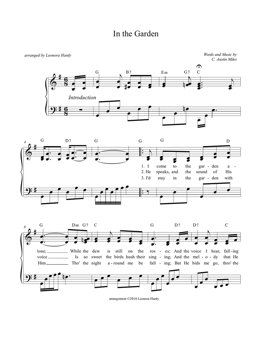 In the Garden (I Come to the Garden Alone) Voice scores gallery preview page 1