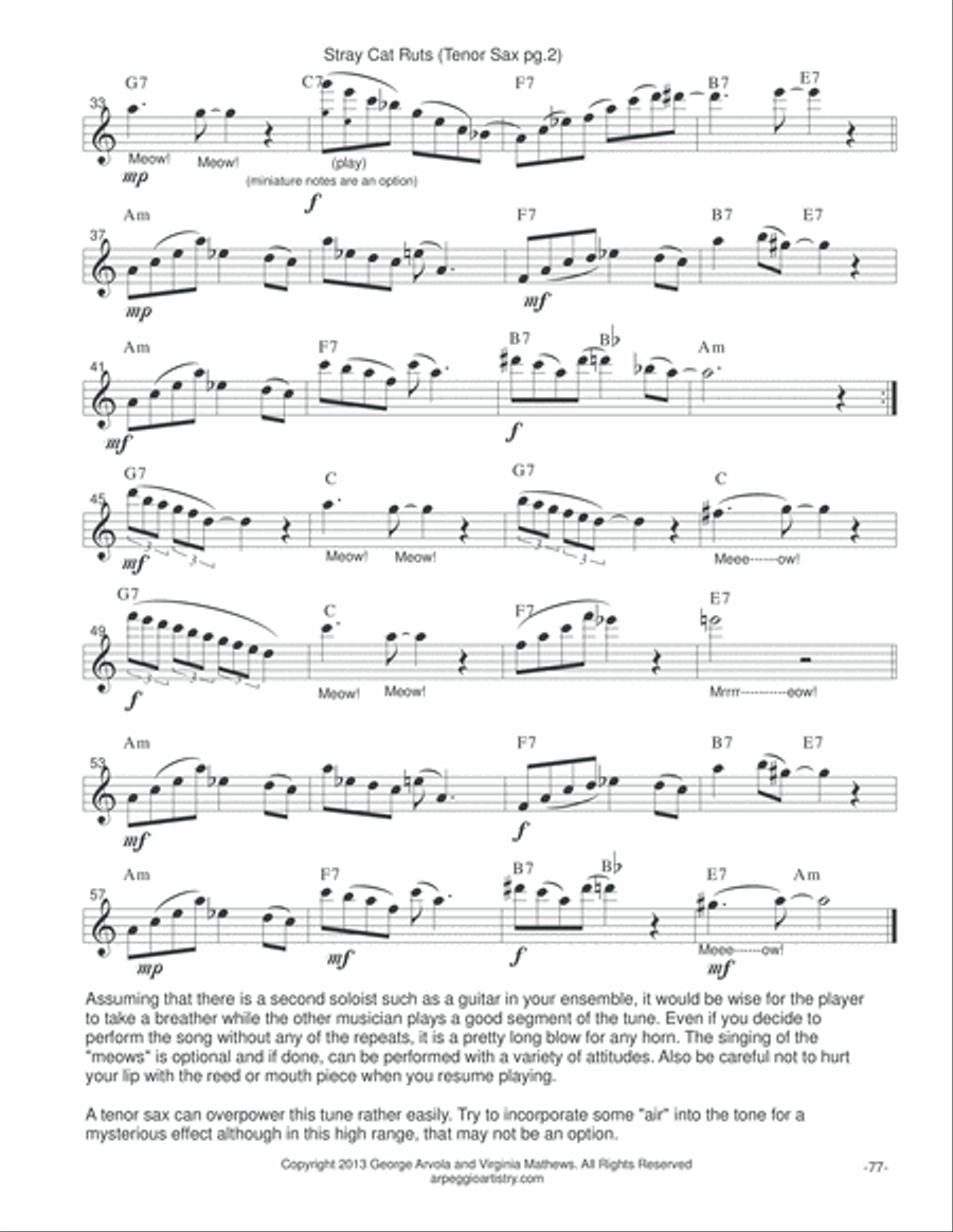 Stray Cats Rut for clarinet and tenor saxophone. Jazz Ensemble scores gallery preview page 5