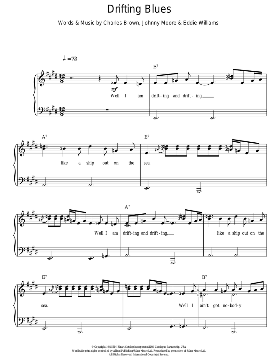 Drifting Blues Piano, Vocal scores gallery preview page 1
