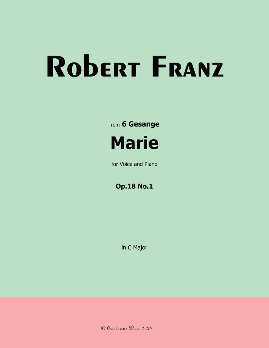 Marie, by Robert Franz, in C Major Voice scores gallery preview page 1