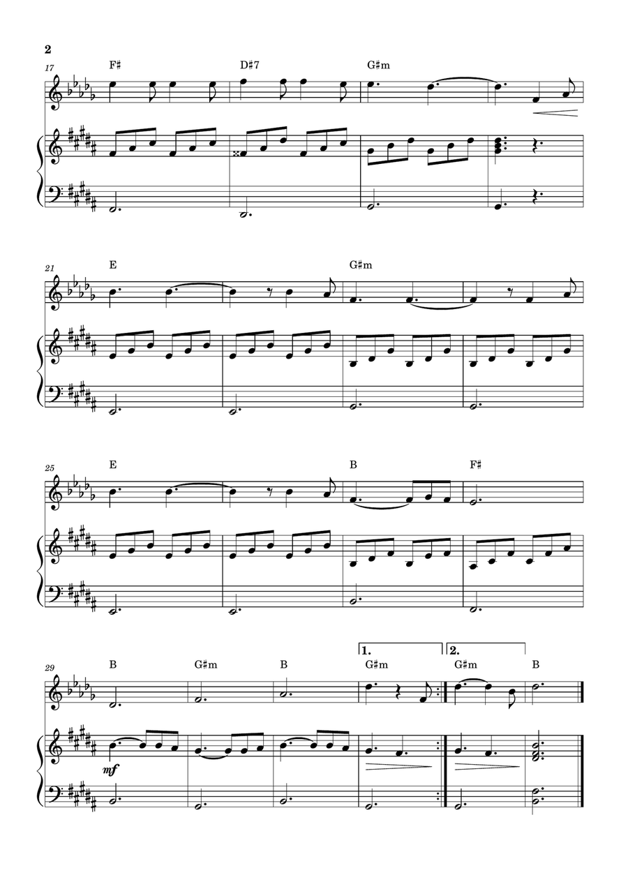 Hallelujah B-Flat Clarinet scores gallery preview page 2