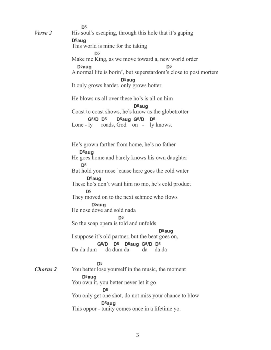 Lose Yourself Acoustic Guitar scores gallery preview page 3