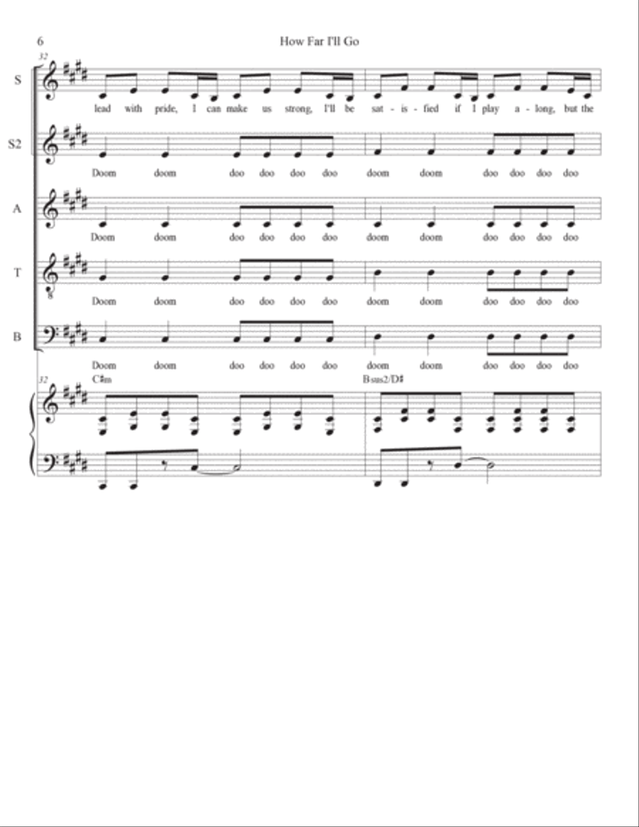 How Far I'll Go 4-Part scores gallery preview page 6