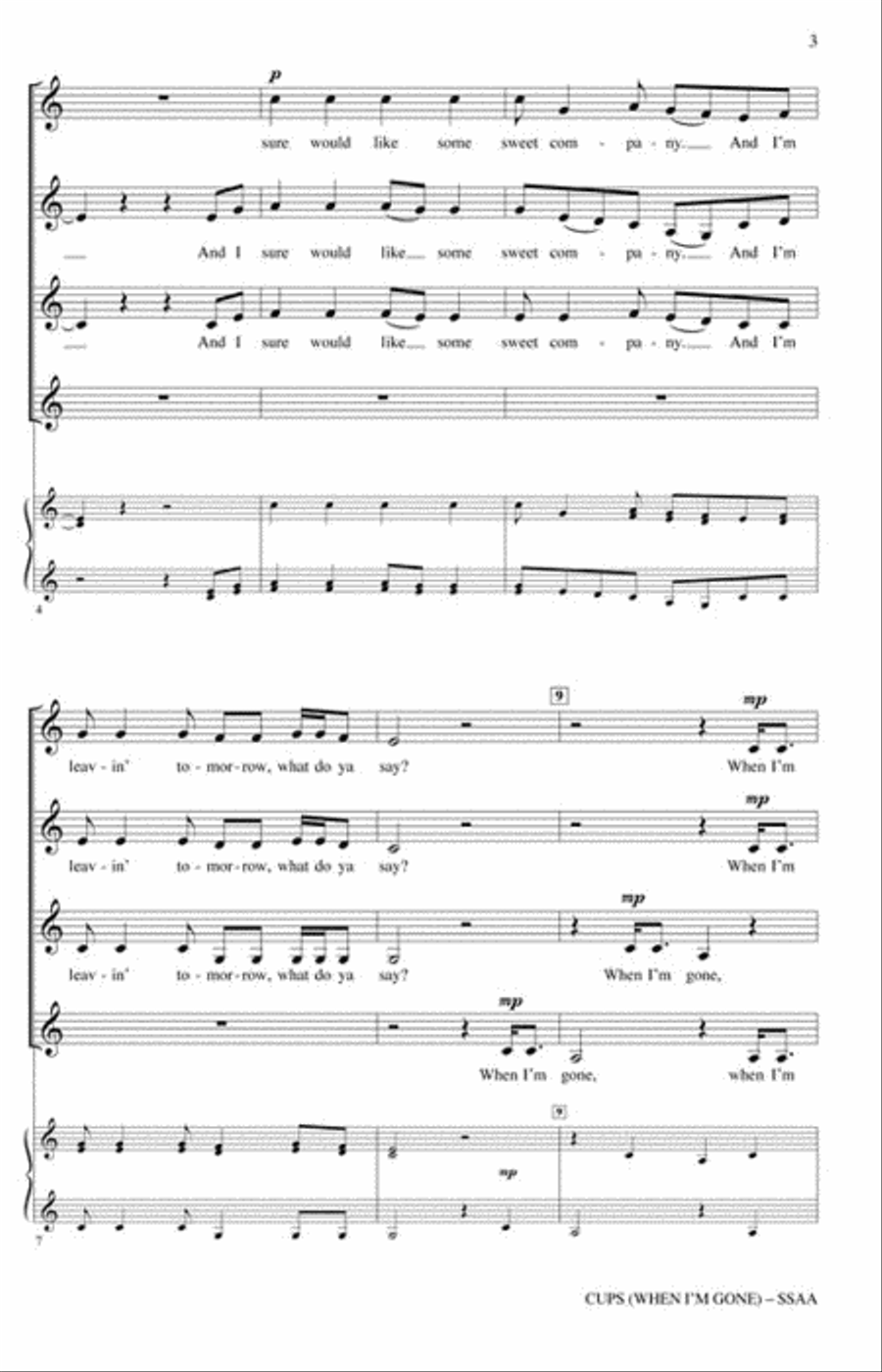 Cups (When I'm Gone) SSAA scores gallery preview page 3