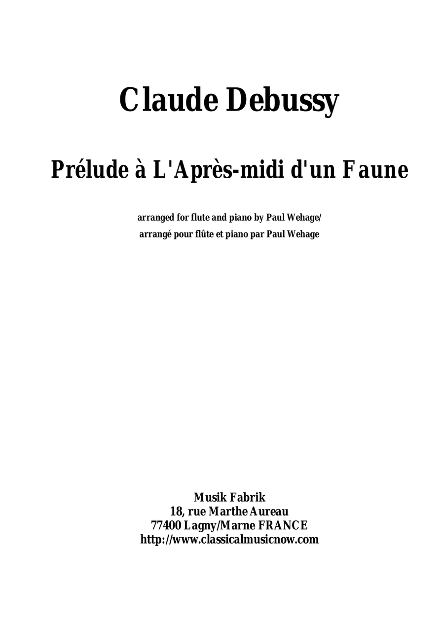 Claude Debussy: Prélude à L'Après-midi d'un Faune, arranged for flute and piano