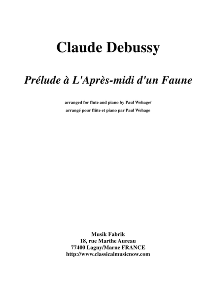 Claude Debussy: Prélude à L'Après-midi d'un Faune, arranged for flute and piano