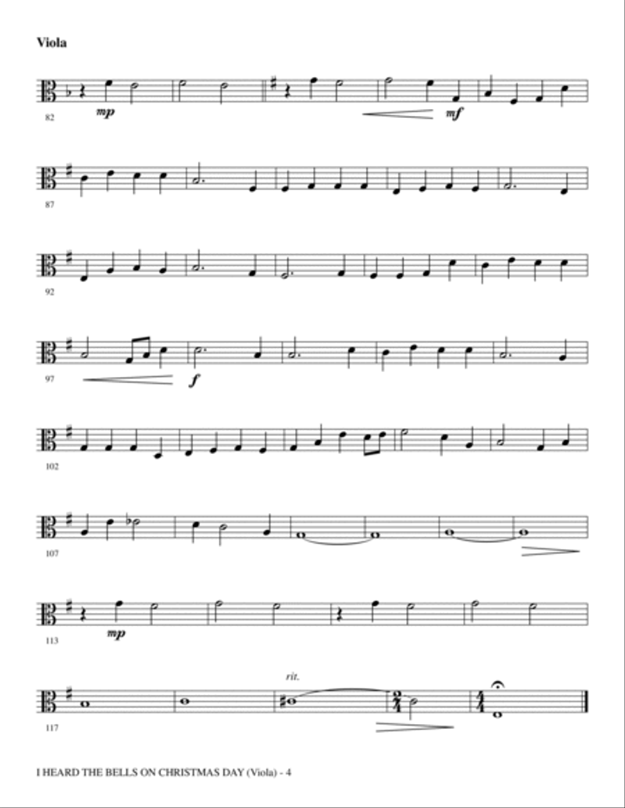 I Heard The Bells On Christmas Day (Celebrating Peace On Earth) - Viola Choir scores gallery preview page 4
