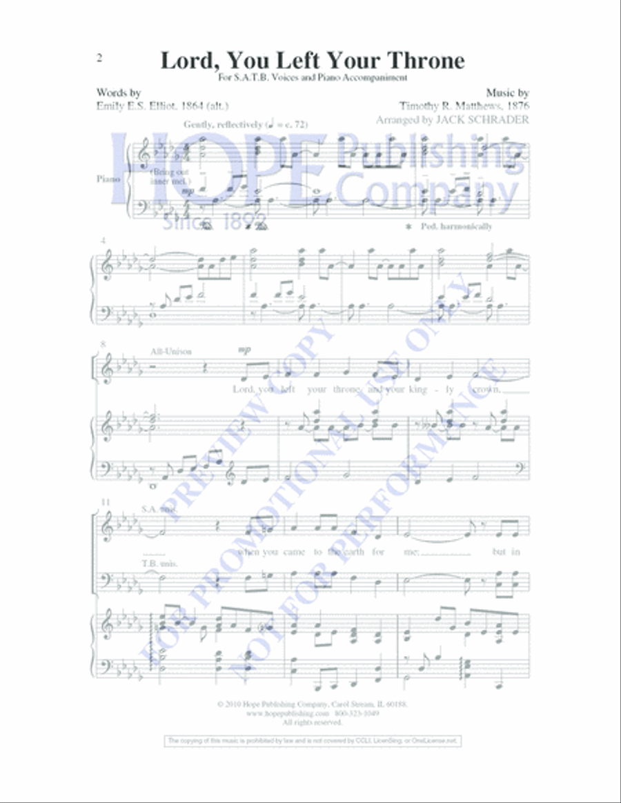Lord, You Left Your Throne 4-Part scores gallery preview page 2