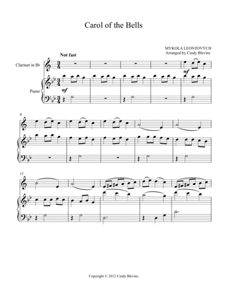 Carol of the Bells, for Piano and Clarinet image number null
