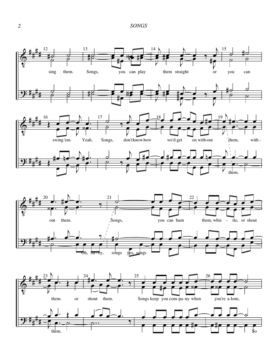 Songs TTBB scores gallery preview page 2