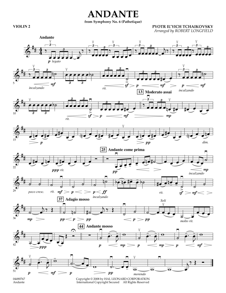 Andante (from Symphony No.6 "Pathetique") - Violin 2
