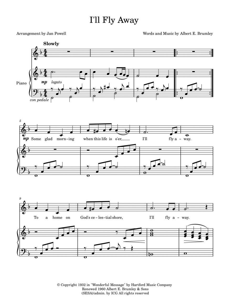 I'll Fly Away I'll Fly Away Voice scores gallery preview page 1