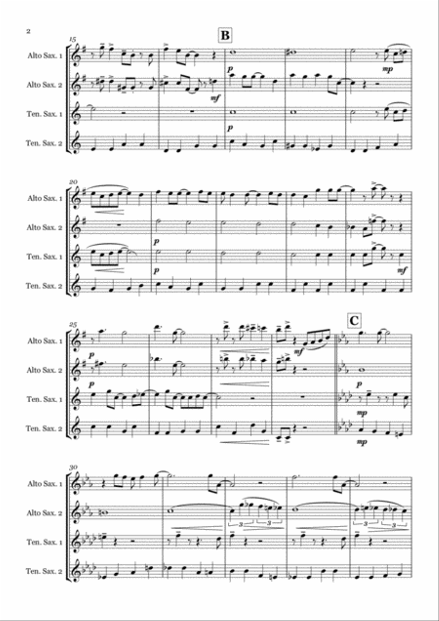 Come Fly With Me Saxophone Quartet scores gallery preview page 2