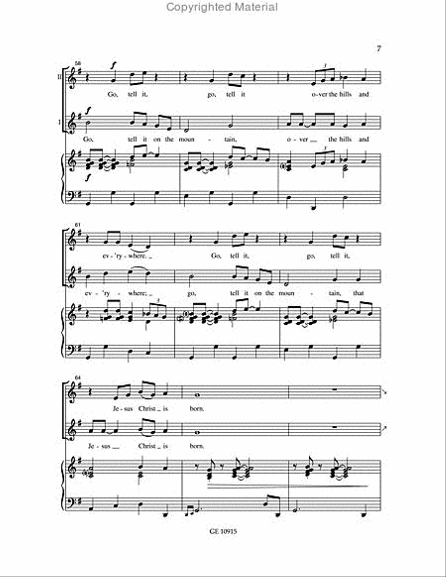 Go, tell it on the mountain Unison Choir scores gallery preview page 4