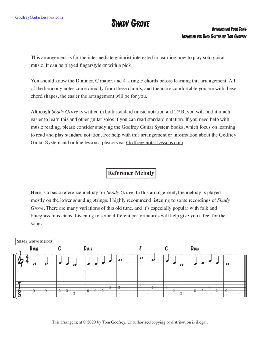 Shady Grove Shady Grove Acoustic Guitar scores gallery preview page 1