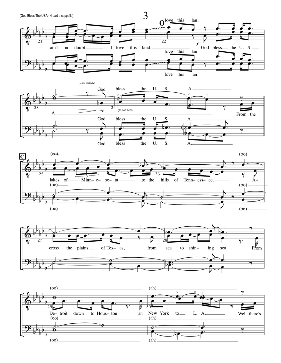 God Bless The Usa TTBB scores gallery preview page 3