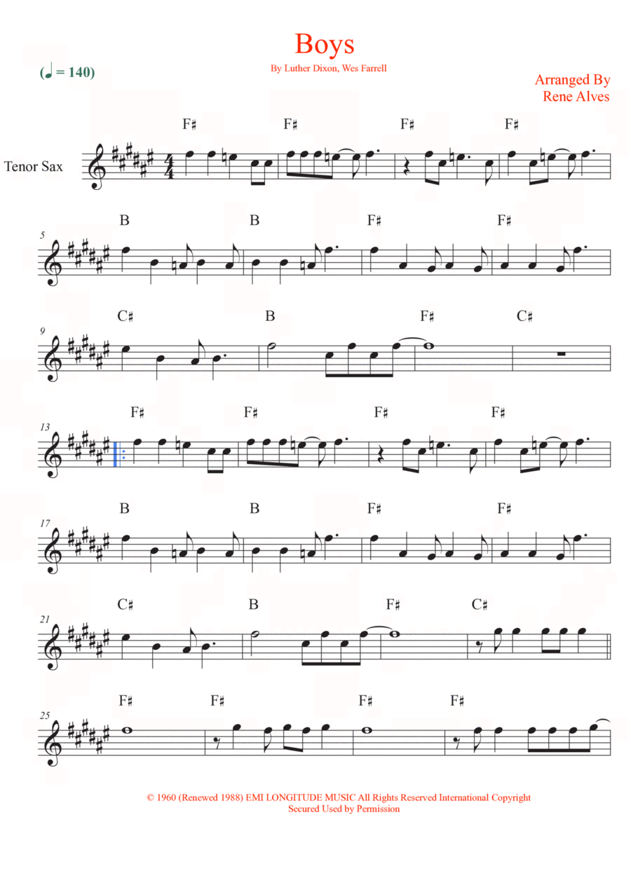 Boys Tenor Saxophone scores gallery preview page 1