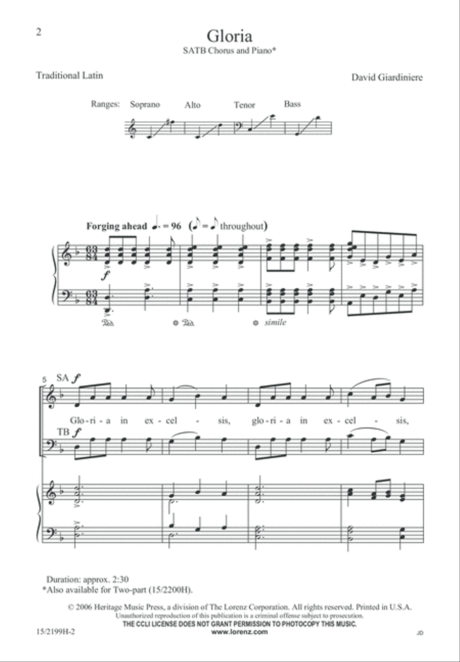 Gloria 4-Part scores gallery preview page 2