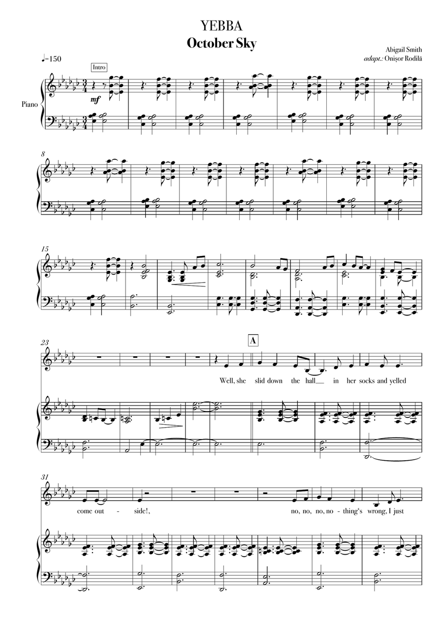 October Sky - Electric Lady Piano, Vocal scores gallery preview page 1
