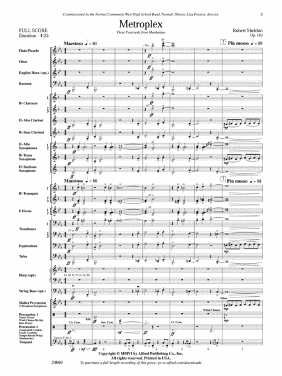Metroplex: Three Postcards from Manhattan Concert Band scores gallery preview page 2