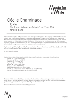 Book cover for Cécile Chaminade - Idylle op. 126 no. 1 for solo piano