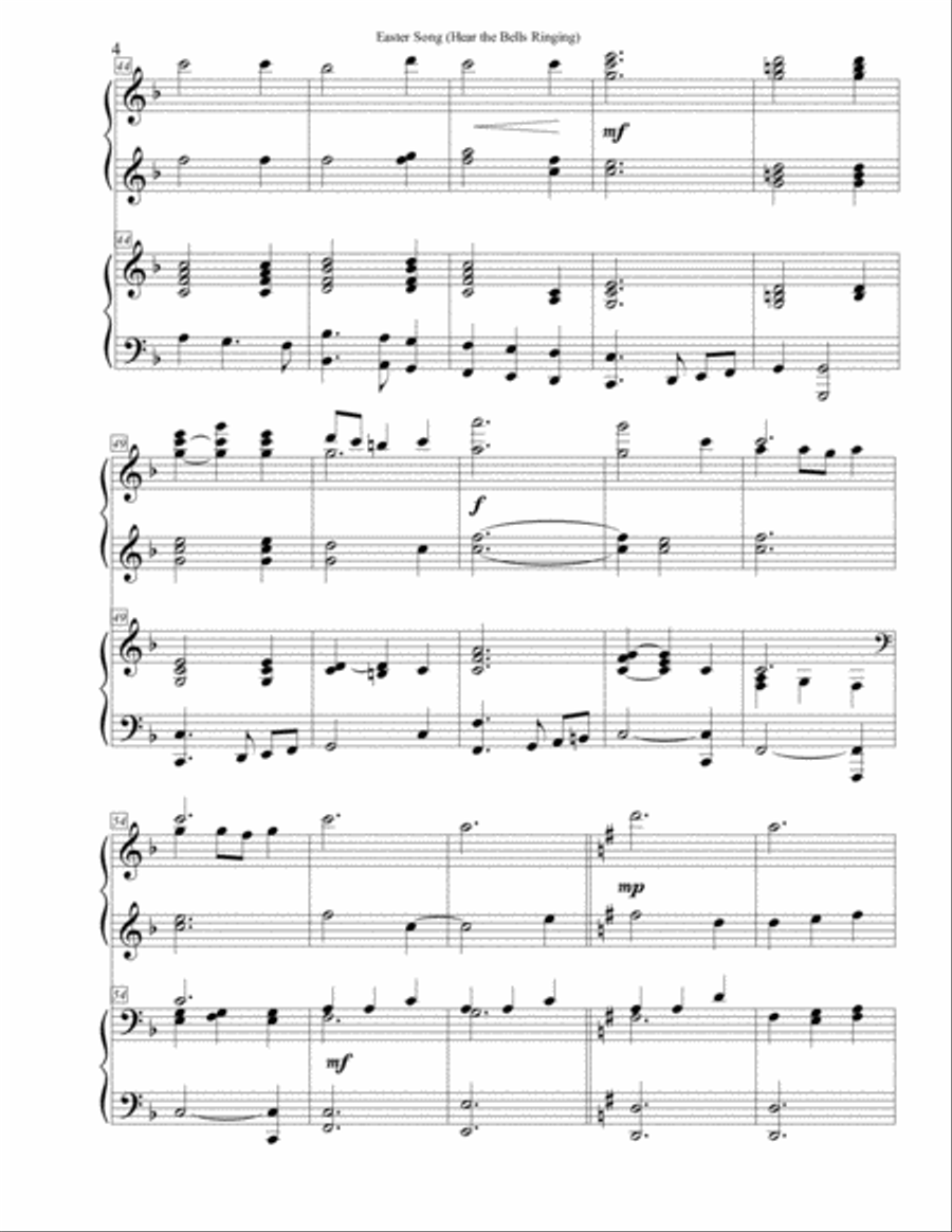 Easter Song Hear The Bells Ringing 1 Piano, 4-Hands scores gallery preview page 4