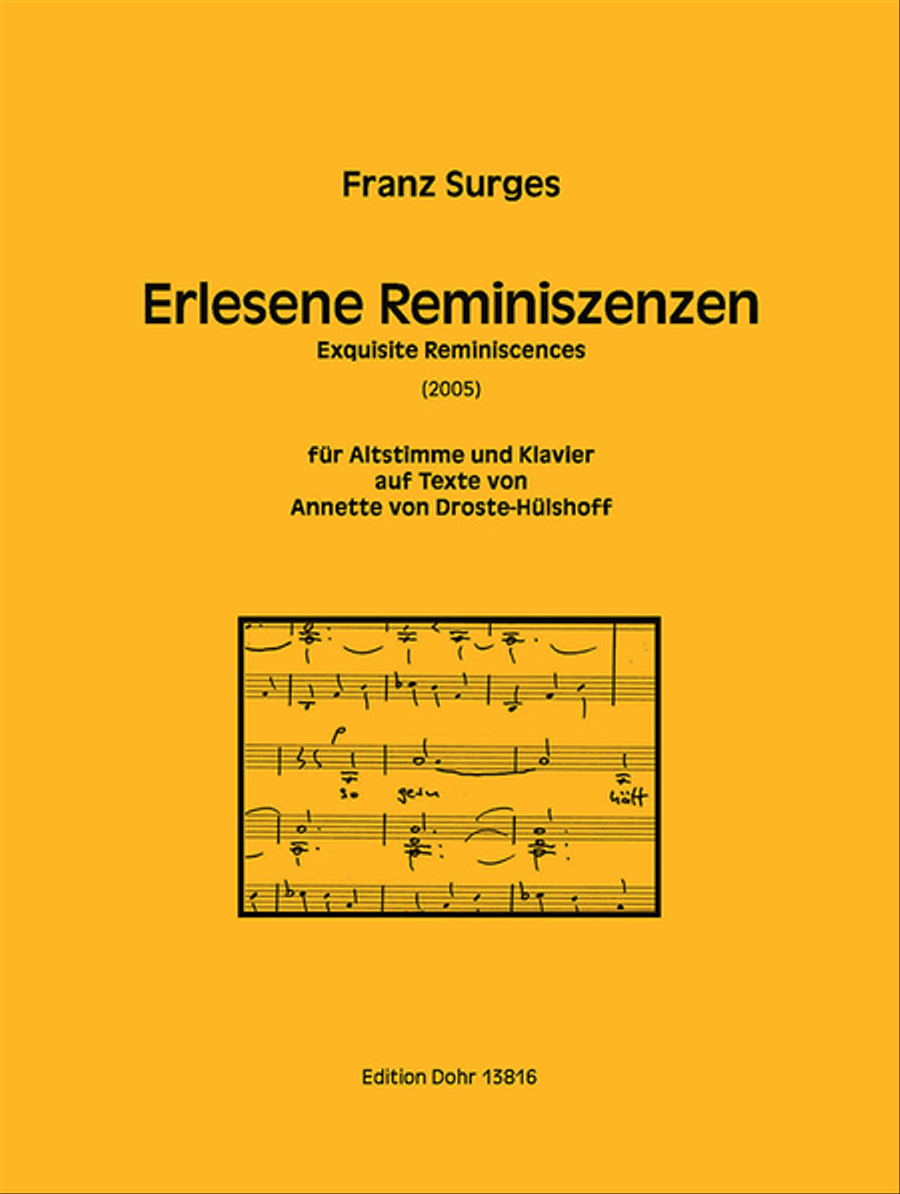 Erlesene Reminiszenzen für Altstimme und Klavier (2005) (auf Texte von Annette von Droste-Hülshoff) Piano scores gallery preview page 1