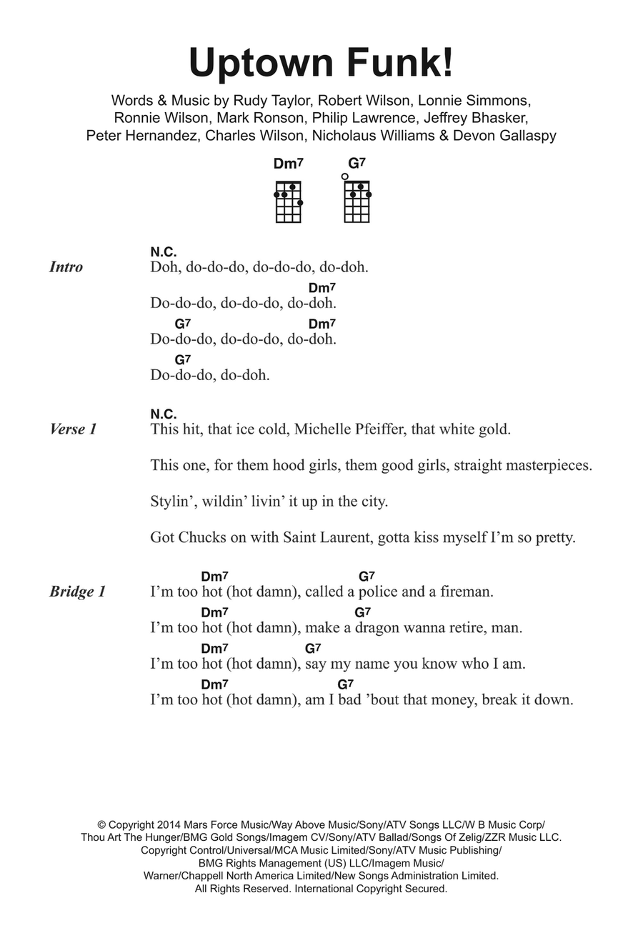 Uptown Funk (feat. Bruno Mars) Voice scores gallery preview page 1