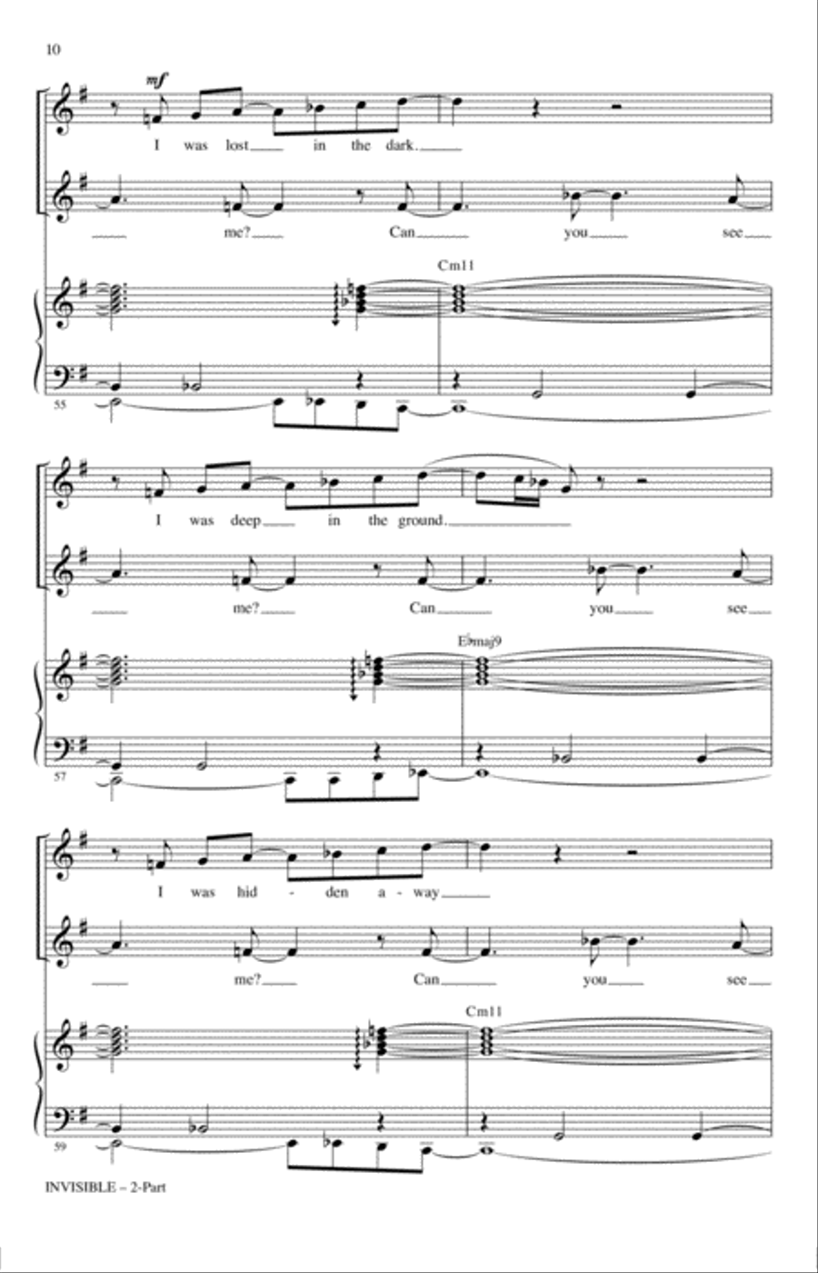 Invisible (arr. Ed Lojeski) 2-Part scores gallery preview page 9