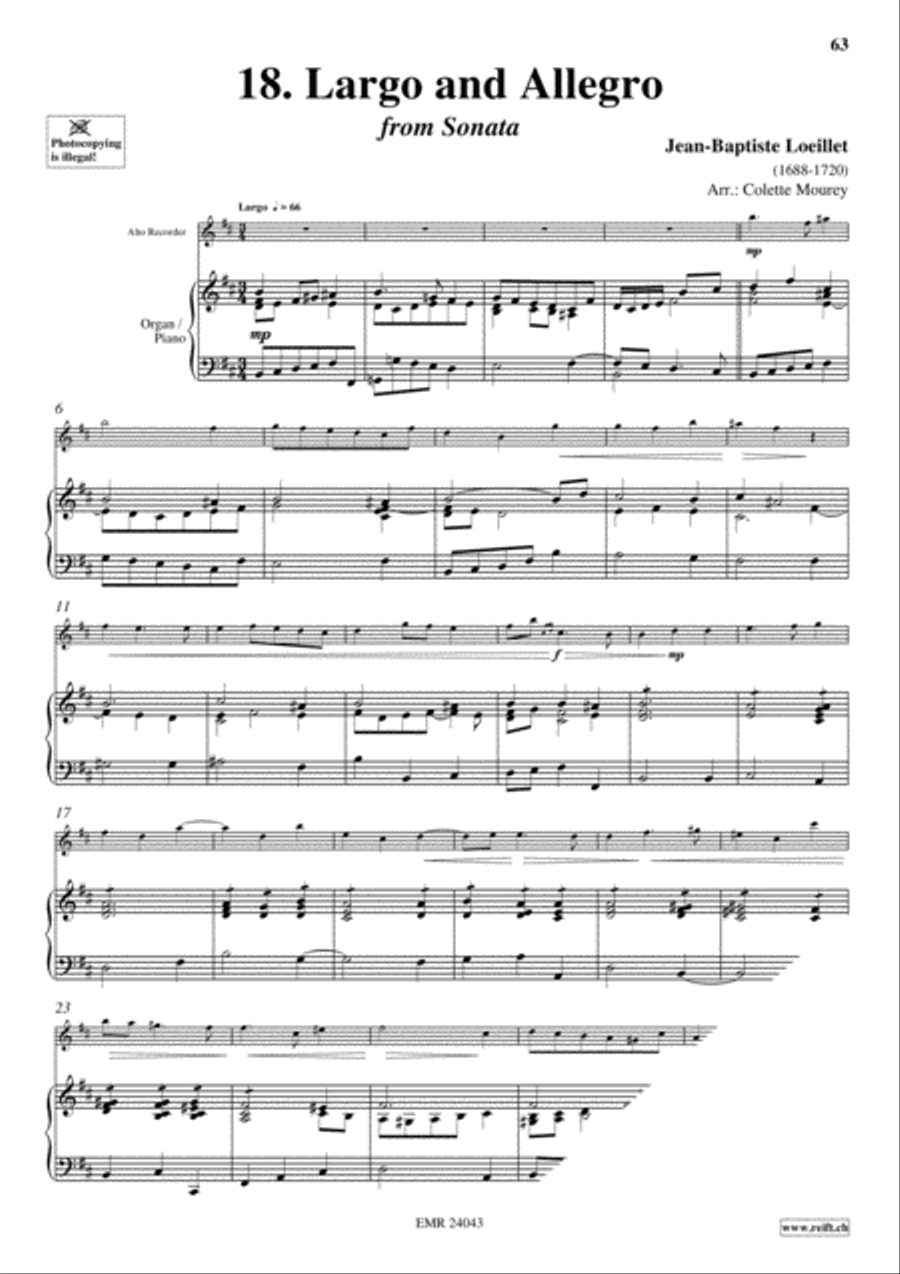 40 Greatest Baroque Hits Volume 1 Alto Recorder scores gallery preview page 20