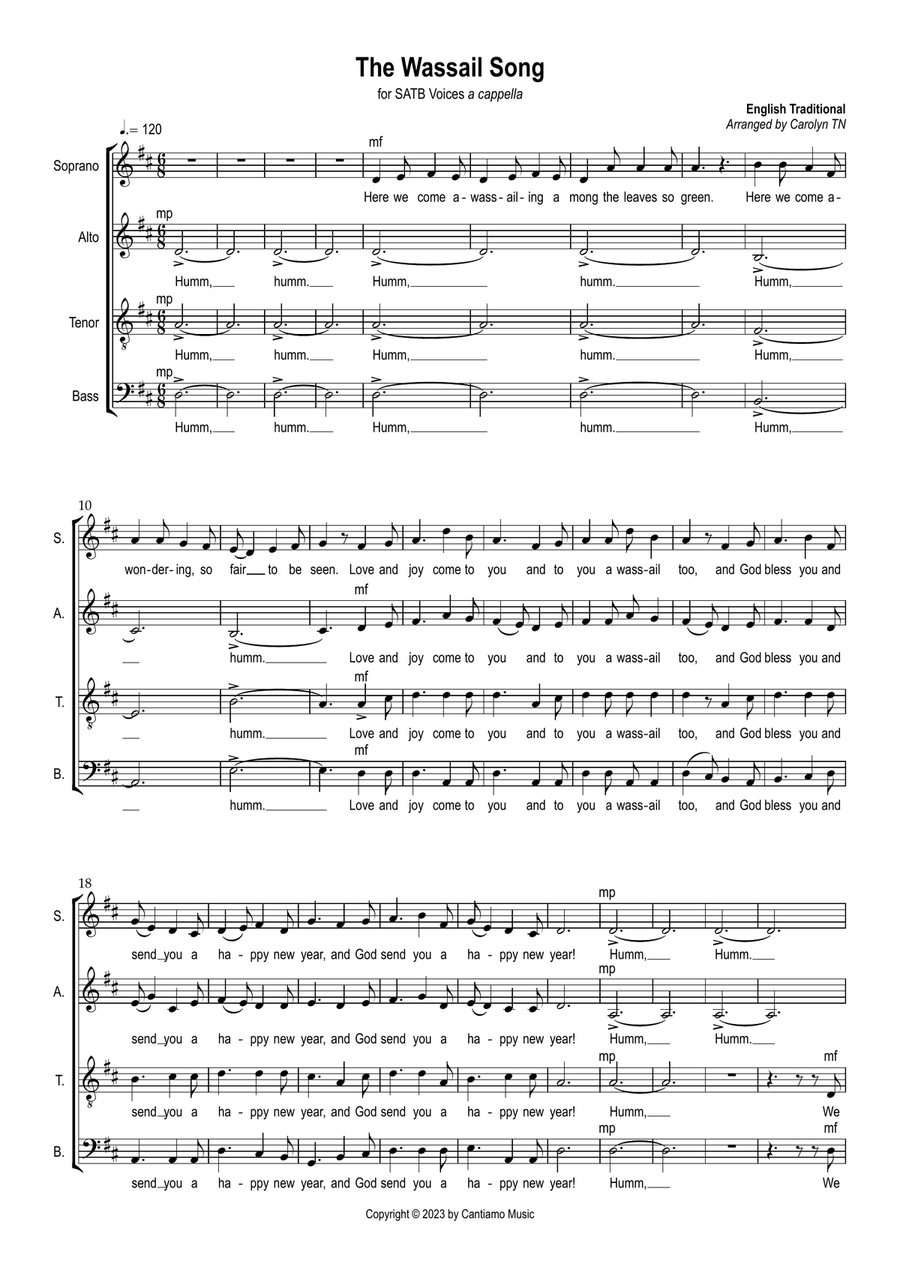 The Wassail Song The Wassail Song 4-Part scores gallery preview page 1