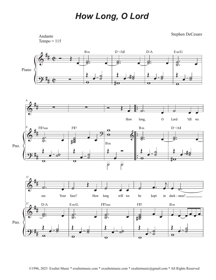 How Long, O Lord (Unison choir)