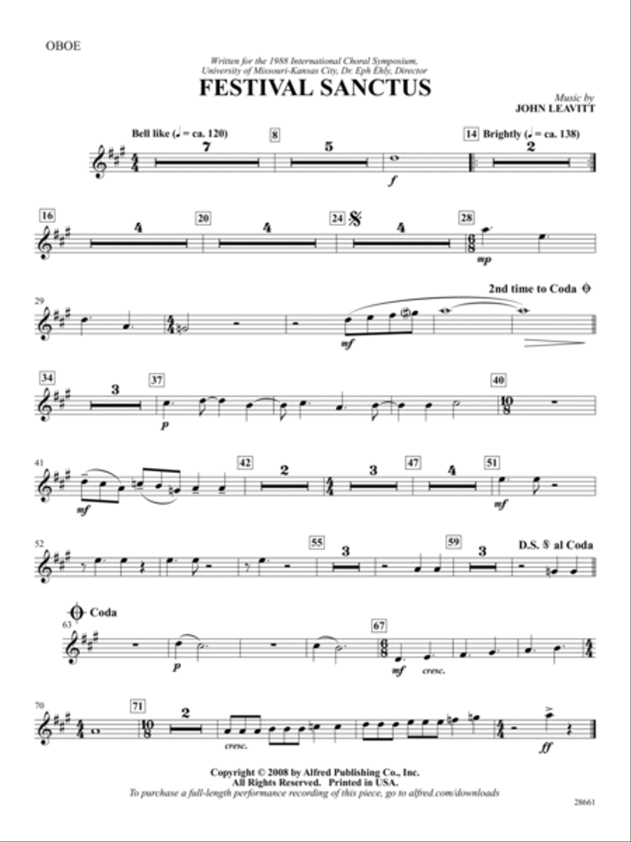 Festival Sanctus: Oboe Oboe Solo scores gallery preview page 1